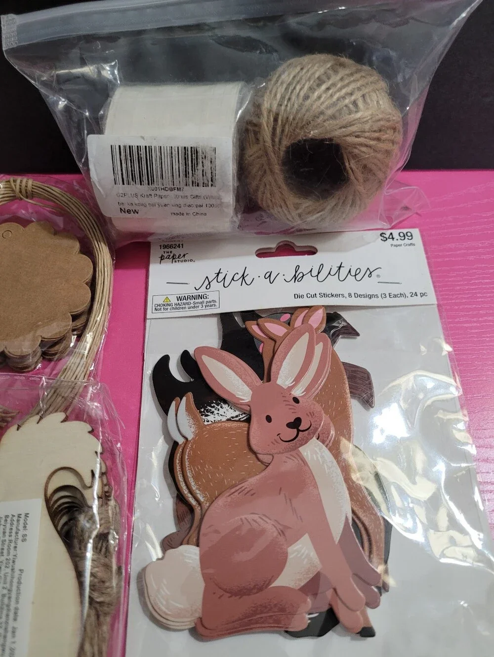 Bundle Craft Supplies Tags Wooden Squirrel Cutouts Stickers (1634)